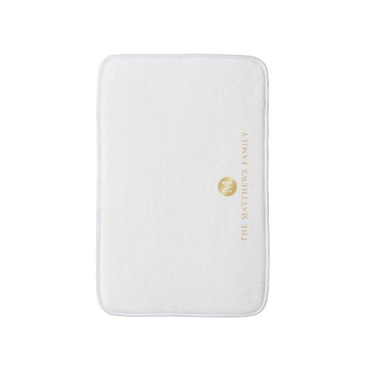 Luxury White en Gold-gepersonaliseerd monogram Badmat (Voorkant Verticaal)