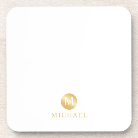 Luxury White en Gold-gepersonaliseerd monogram Bier Onderzetter (Voorkant)