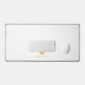 Luxury White en Gold-gepersonaliseerd monogram Bureaumat (Keyboard & Muis)