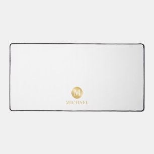 Luxury White en Gold-gepersonaliseerd monogram Bureaumat