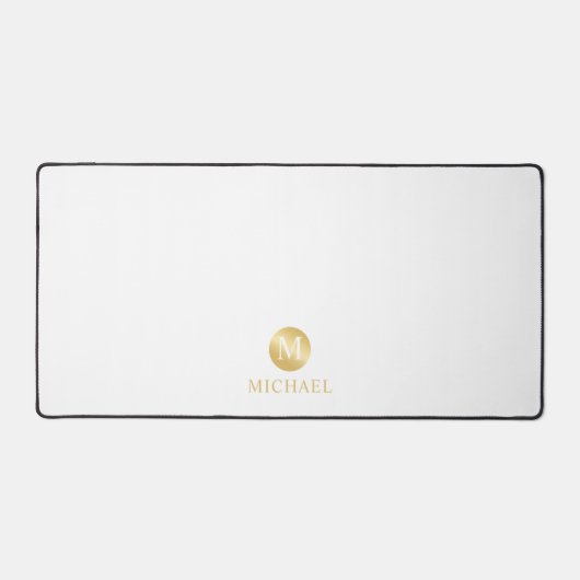 Luxury White en Gold-gepersonaliseerd monogram Bureaumat (Voorkant)