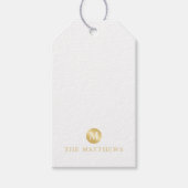 Luxury White en Gold-gepersonaliseerd monogram Cadeaulabel (Voorkant)