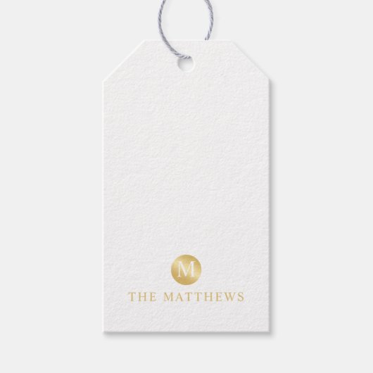 Luxury White en Gold-gepersonaliseerd monogram Cadeaulabel (Voorkant)