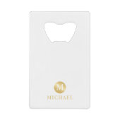 Luxury White en Gold-gepersonaliseerd monogram Creditkaart Flessenopener (Voorkant)