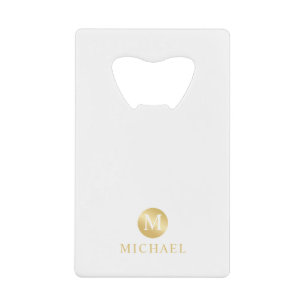 Luxury White en Gold-gepersonaliseerd monogram Creditkaart Flessenopener