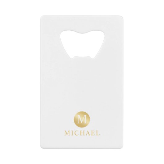 Luxury White en Gold-gepersonaliseerd monogram Creditkaart Flessenopener (Voorkant)