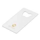 Luxury White en Gold-gepersonaliseerd monogram Creditkaart Flessenopener (Voorkant Gekanteld)
