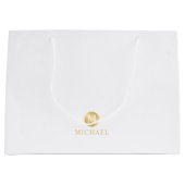 Luxury White en Gold-gepersonaliseerd monogram Groot Cadeauzakje (Voorkant)
