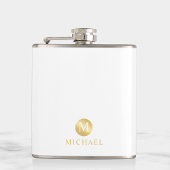 Luxury White en Gold-gepersonaliseerd monogram Heupfles