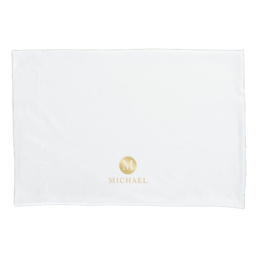 Luxury White en Gold-gepersonaliseerd monogram Kussensloop (Voorkant)