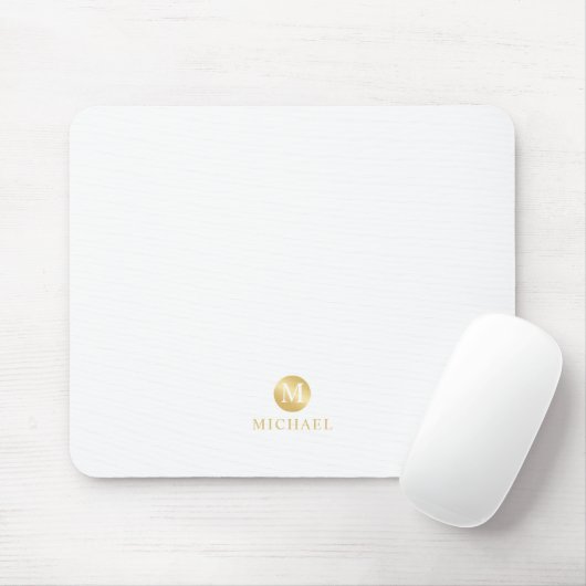 Luxury White en Gold-gepersonaliseerd monogram Muismat (Met muis)