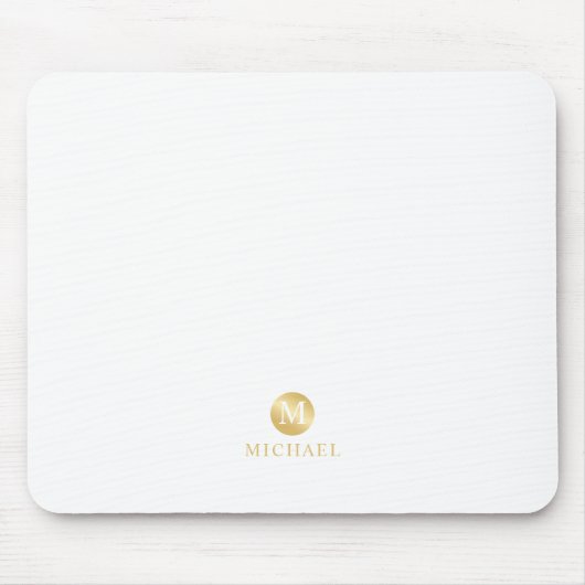 Luxury White en Gold-gepersonaliseerd monogram Muismat (Voorkant)