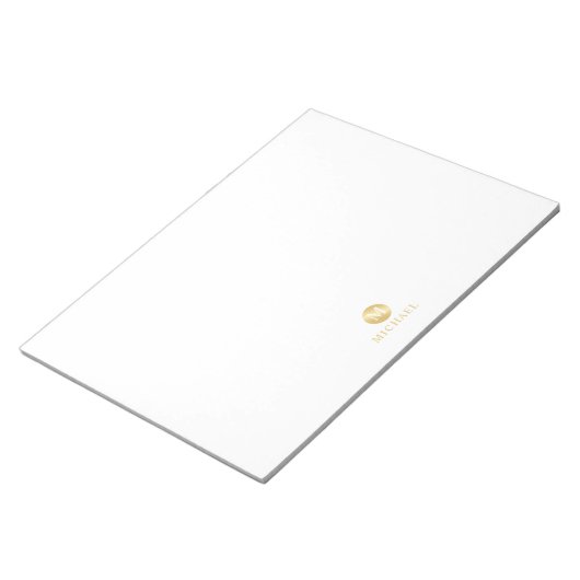 Luxury White en Gold-gepersonaliseerd monogram Notitieblok (Schuin)