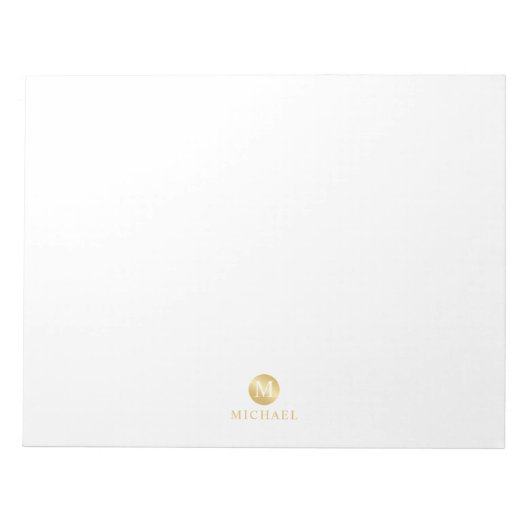 Luxury White en Gold-gepersonaliseerd monogram Notitieblok (Voorkant)