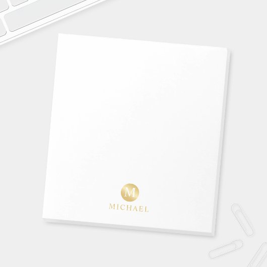 Luxury White en Gold-gepersonaliseerd monogram Notitieblok