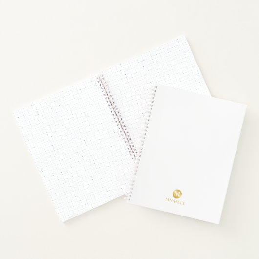 Luxury White en Gold-gepersonaliseerd monogram Notitieboek (Binnen)