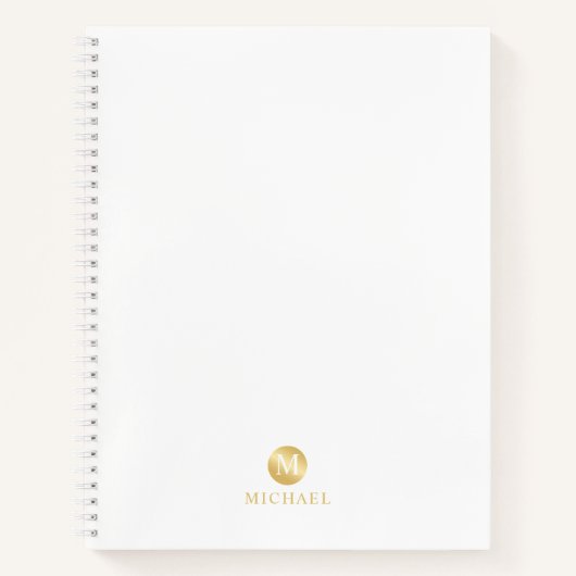 Luxury White en Gold-gepersonaliseerd monogram Notitieboek (Voorkant)