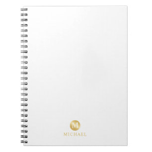 Luxury White en Gold-gepersonaliseerd monogram Notitieboek