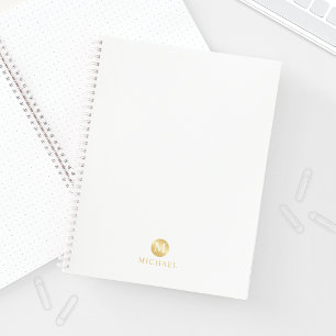 Luxury White en Gold-gepersonaliseerd monogram Notitieboek