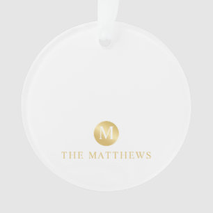 Luxury White en Gold-gepersonaliseerd monogram Ornament
