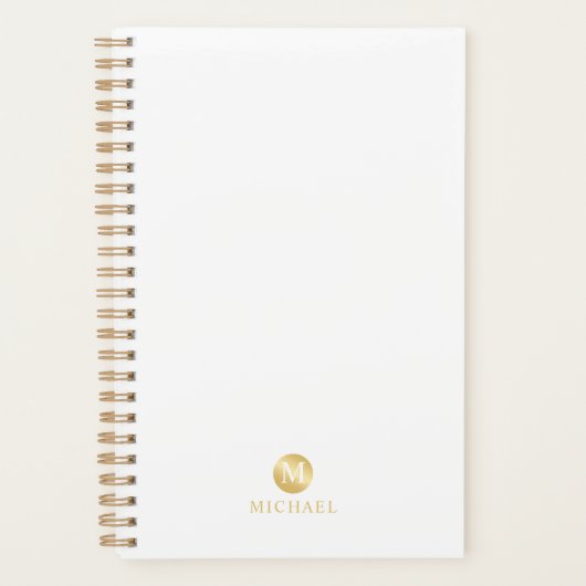 Luxury White en Gold-gepersonaliseerd monogram Planner (Voorkant)