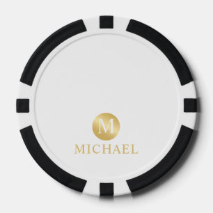 Luxury White en Gold-gepersonaliseerd monogram Poker Chips