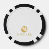 Luxury White en Gold-gepersonaliseerd monogram Poker Chips (Achterkant)