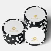 Luxury White en Gold-gepersonaliseerd monogram Poker Chips (Opstapeling)