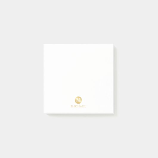 Luxury White en Gold-gepersonaliseerd monogram Post-it® Notes (Voorkant)