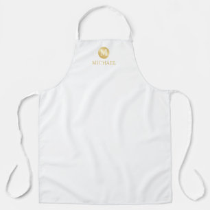 Luxury White en Gold-gepersonaliseerd monogram Schort