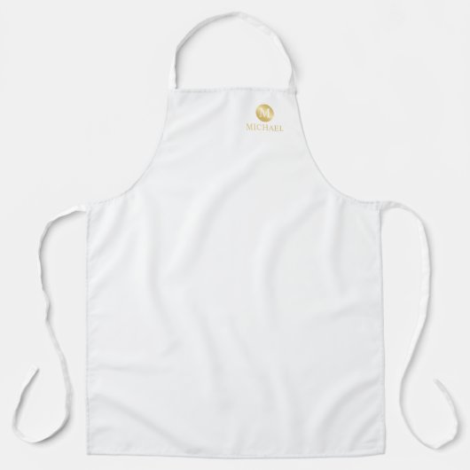 Luxury White en Gold-gepersonaliseerd monogram Schort (Voorkant)