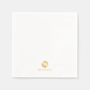 Luxury White en Gold-gepersonaliseerd monogram Servet