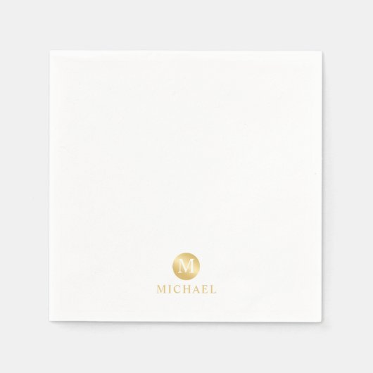 Luxury White en Gold-gepersonaliseerd monogram Servet (Voorkant)