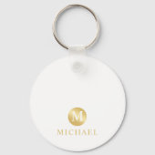 Luxury White en Gold-gepersonaliseerd monogram Sleutelhanger (Voorkant)