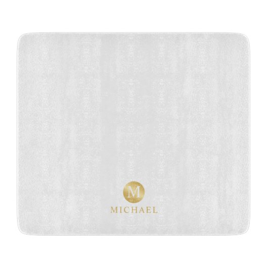 Luxury White en Gold-gepersonaliseerd monogram Snijplank (Voorkant)