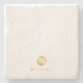 Luxury White en Gold-gepersonaliseerd monogram Stenen Onderzetter (Voorkant)