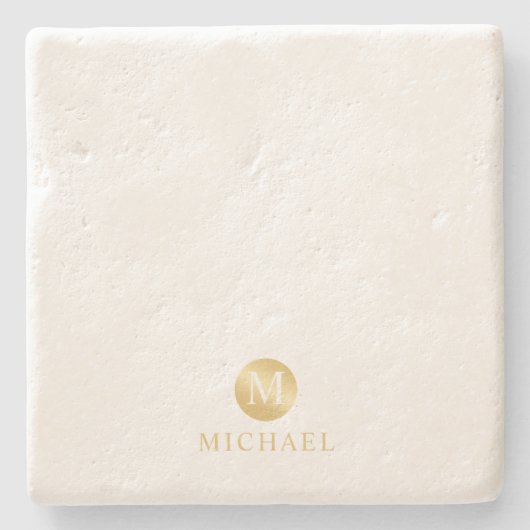 Luxury White en Gold-gepersonaliseerd monogram Stenen Onderzetter (Voorkant)