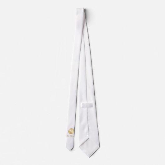 Luxury White en Gold-gepersonaliseerd monogram Stropdas (Achterkant)