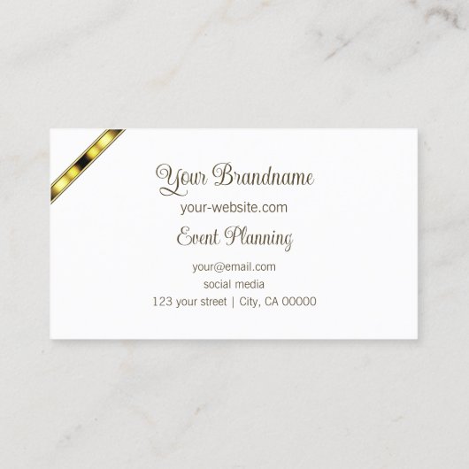 Luxury White en Gold met gepatterde foto's Visitekaartje (Achterkant)