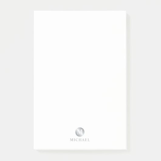 Luxury White en Silver gepersonaliseerd monogram Post-it® Notes (Voorkant)