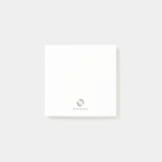 Luxury White en Silver gepersonaliseerd monogram Post-it® Notes (Voorkant)