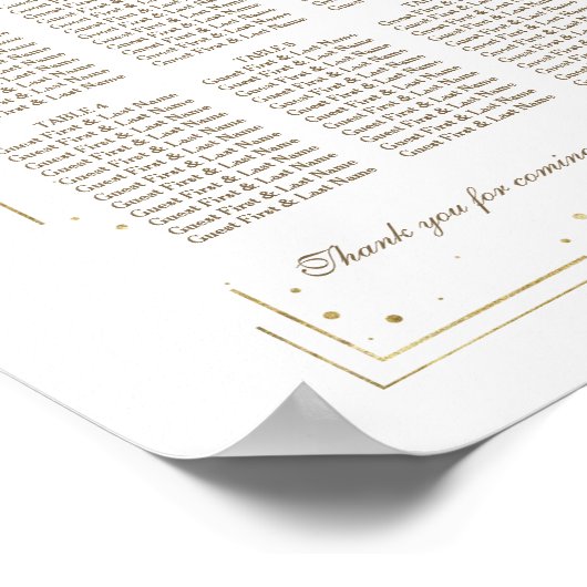 Luxury White Flowers Gold Baptism Seating Chart Poster (Hoek)
