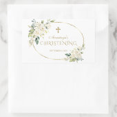 Luxury White Flowers Gold Christening Rechthoekige Sticker (Tas)