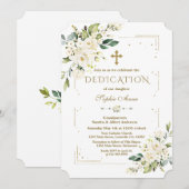 Luxury White Flowers Gold Glitter Lijst Dedication Kaart (Voorkant / Achterkant)