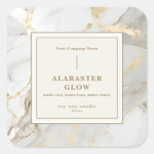 Luxury White Gold Agate Elegant Beige Candle Label (Voorkant)