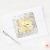Luxury White Gold Agate Elegant Shiny Candle Label (Envelop)