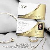Luxury White Gold Decor met Monogram en Foto Visitekaartje