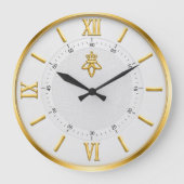 Luxury White & Gold Elegant Minimalist Grote Klok (Voorkant)