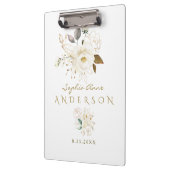 Luxury White Gold Floral Baptism Photo Album Klembord (Links)
