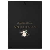 Luxury White Gold Floral Baptism Photo Album Klembord (Achterkant)